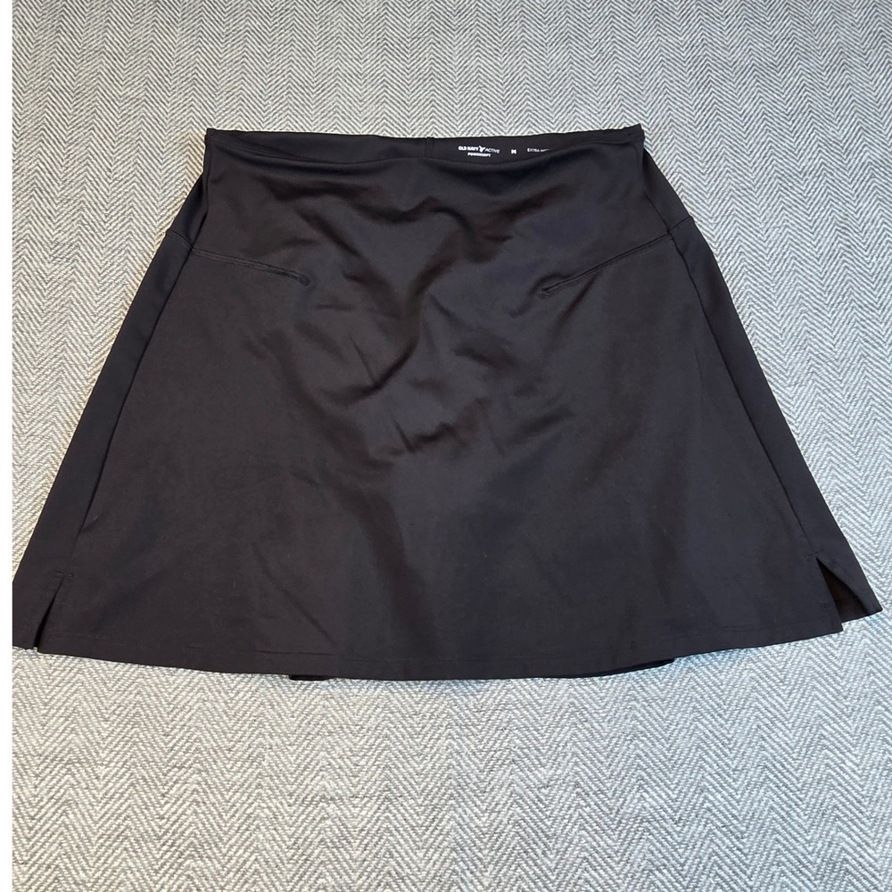 Old Navy Active Powersoft Skort Black Extra High Rise Go-Dry Athletic Medium